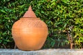 PotteryÃÂ There is a green leaf in the background. Royalty Free Stock Photo